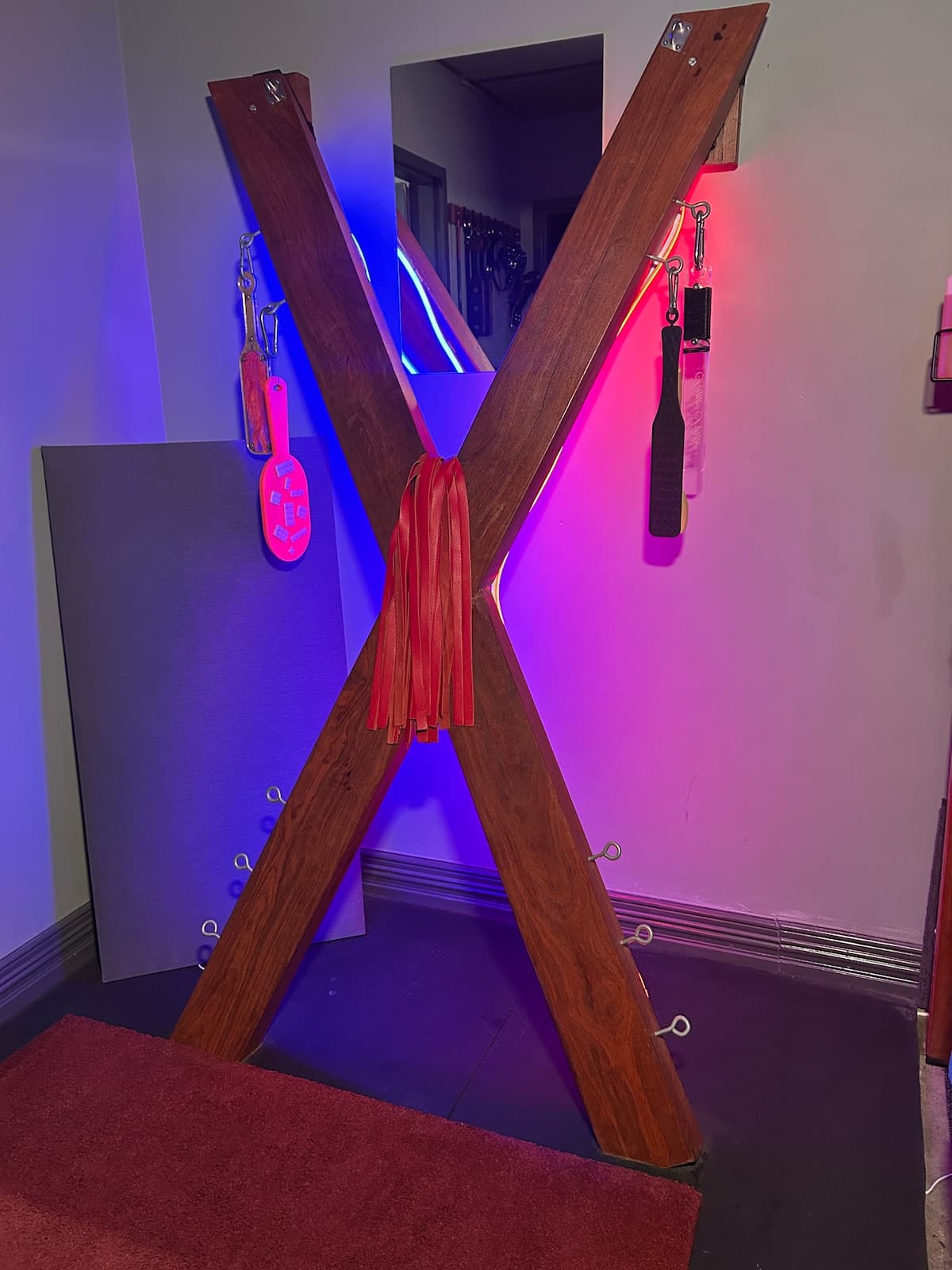 The St. Andrew's Cross, lit up.